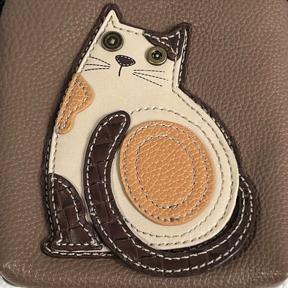 Chala CAT Cellphone Crossbody Handbag Brown PETA Approved Vegan Leather - Picture 4 of 16